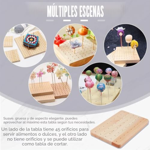 Miniatura 4 de Ph Pandahall Pinchos De Madera 45 Agujero Porta Pinchos Bandeja De Presentación De Alimentos Para Frutas Suministros De Catering Para Aperitivos Cócteles Picnic 17,8 X 27,6 Cm Mocasín