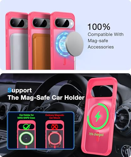 Image of [NO.1 Magnetic for Google Pixel 10 Case /Pixel 10 Pro Case with MagSafe[Military Grade Drop Tested][Translucent Matte][Anti-Fingerprint] Soft Silicone Bumper for Pixel 10 /10 Pro Phone Case,Rose