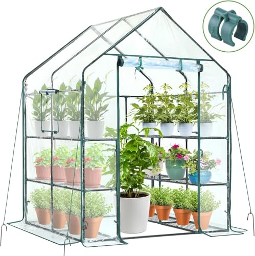 Ohuhu Plastic Greenhouse for Outdoors: Portable Walk in Plant Green