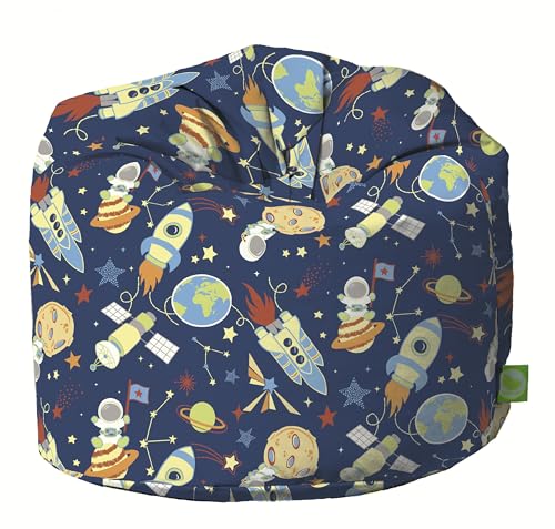 BeanLazy ® 100% Cotton Large Navy Space Explorer Planets and Moon Bean Bag Wtih Filling