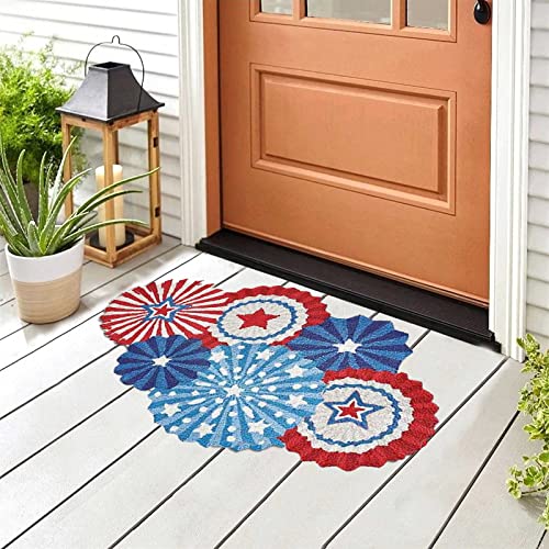 Blowest 4Th Of July Area Rug With Red White Blue Star Designs - 28"×16", Non Slip Washable Patriotic Welcome Door Mat, Independence Day Doormats For Indoor Outdoor Entrance Home Bathroom Living Room #TOP3