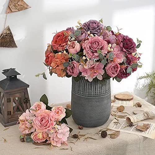 Amazon.de: Knstliche Blumen zur Dekoration, knstliche Blumen, knstliche  Blumen, Retro-Seiden-Rosenstrau, Hortensie, Pfingstrose, Vintage-Braut mit knstlichen  Blumen, Heim-Hochzeitsdekorationszubehr (Farbe