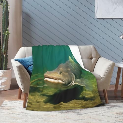 Couverture flanelle poisson-chat 203x152 cm pour canapé - 7