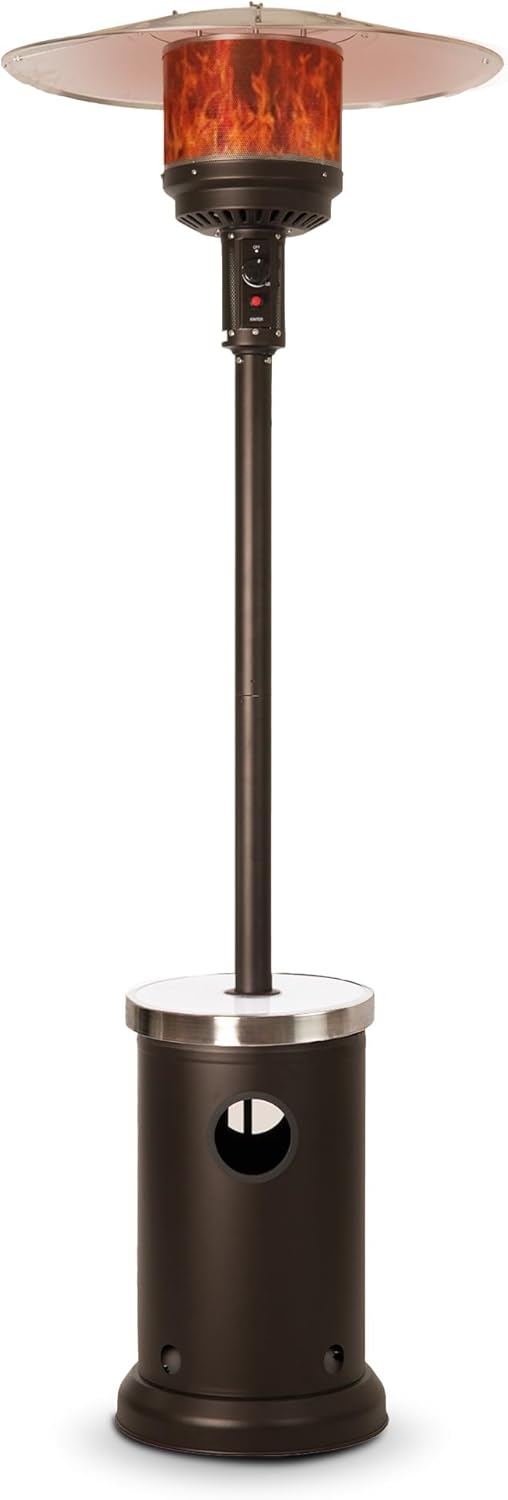 Fire Sense 67977 Mocha Finish Powder Coated Patio Heater with LED Table