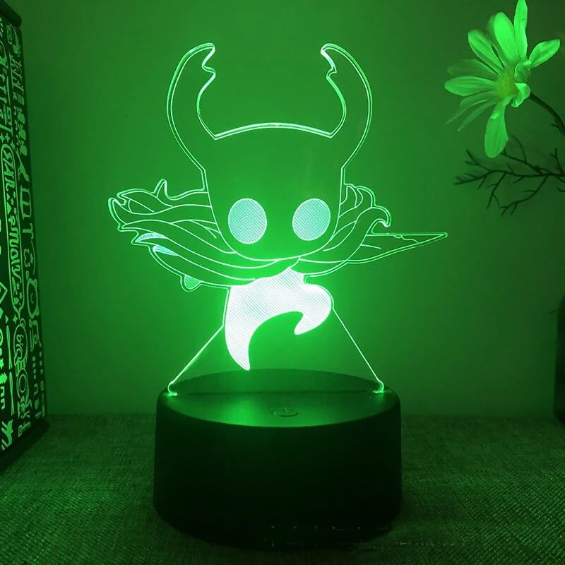 Lámpara Hollow Knight 3D luz nocturna USB colorido táctil control no remoto visión 16 color estéreo modelo monstruo lámpara de mesa para regalos de vacaciones o decoraciones del hogar