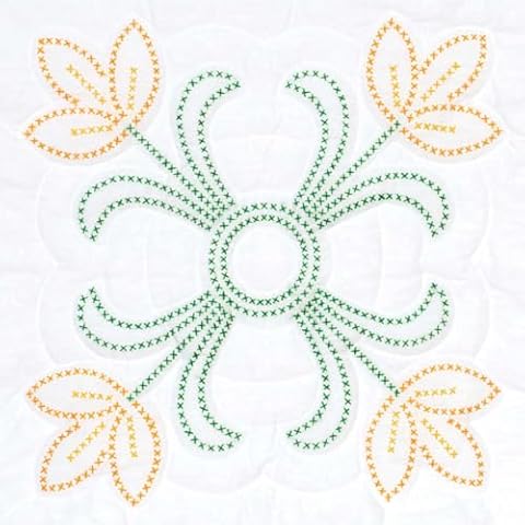 Jack Dempsey Needle Art Cross-Stitch Tulips 18" Quilt Blocks Cover