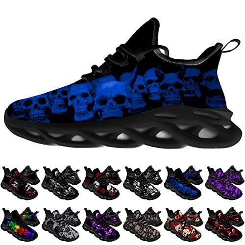Ciadoon Skull Shoes for Men Women Road Running Shoes Sport Walking Tennis Sneakers Athletic Shoes Gifts for Boy Girl