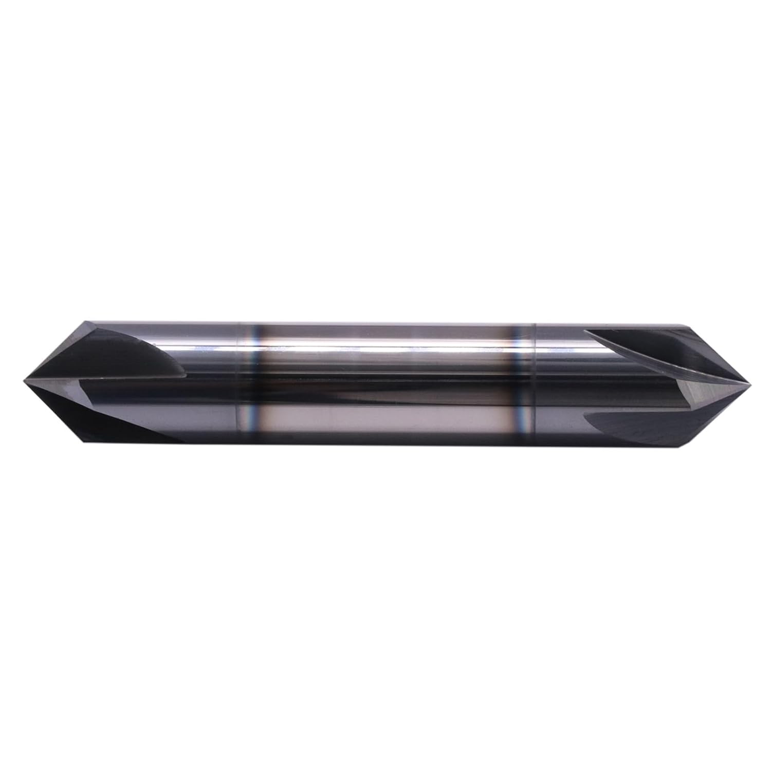 Solid Carbide Chamfer End Mill(1Pc, 1/2") - AlTiN Coated, 2 Flute, 90° Chamfer Angle, Double End, V Groove Router, 1/2" Shank 3" OAL for Milling Wood, Alloy Steels, Hardened Steel, Iron, Copper