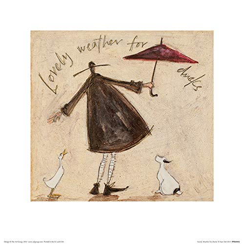 Multi-Colour The Art Group "Lovely Weather For Ducks Sam Toft Art Print, 30 X 30 X 1.3 Cm