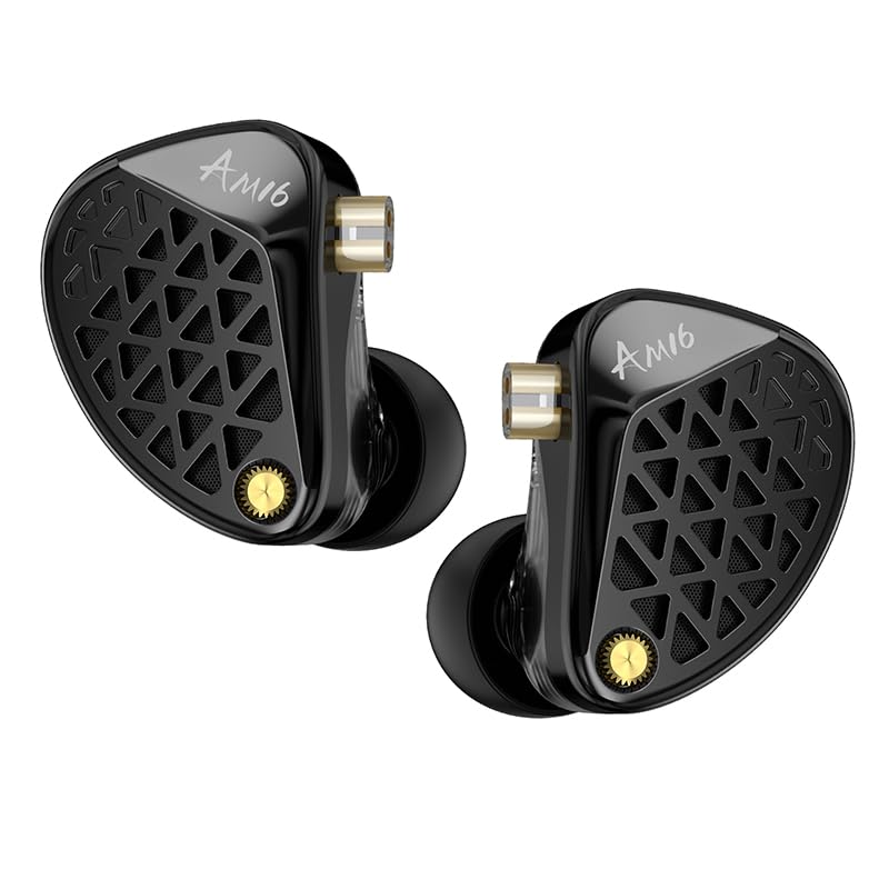 KZ AM16 - Cuffie intrauricolari professionali con 16 driver HiFi IEM, suono cristallino, auricolari da gioco cablati, con cavo a 2 pin (base profonda, con microfono)