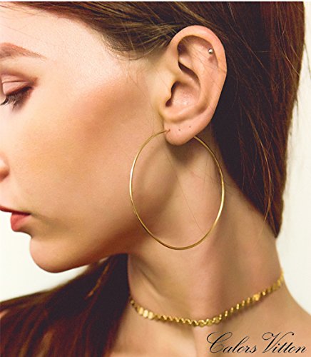 Calors Vitton 4 Pairs Surgical Stainless Steel Hypoallergenic Round Hoop Earrings Set For Women 30-60Mm Rose Gold 3 #TOP4
