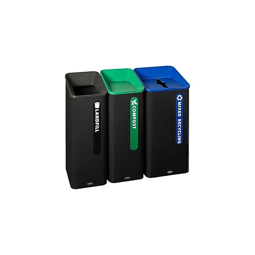 Miniatura 3 de Rubbermaid Commercial Products Sustain Papelera mixta de reciclaje, 15 galones, color azul, para interiores y exteriores, para centros comerciales,