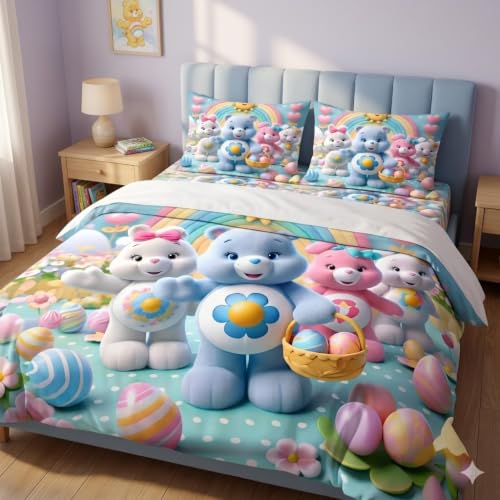 Image of DECOR WELL 7d Bedsheet for Double Bed King Size with 2 Pillow Covers, Polycotton 220 TC Super Soft & Breathable, Wrinkle Free Multi Teddy Printed Double Bed Bedsheet Set (90x100 Inch)