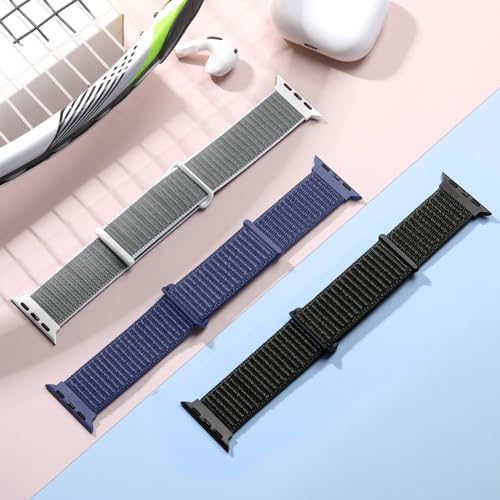 3 Pack Nylon Bands Compatible with Apple Watch Band 44mm 45mm 46m 49mm 42mm 38mm 40mm 41mm iWatch Series 10 9 8 7 6 5 4 3 2 1 Ultra SE, Adjustable Breathable Braided Sport Stretch Wristbands Women Men by Getino - Used condition - Image 8