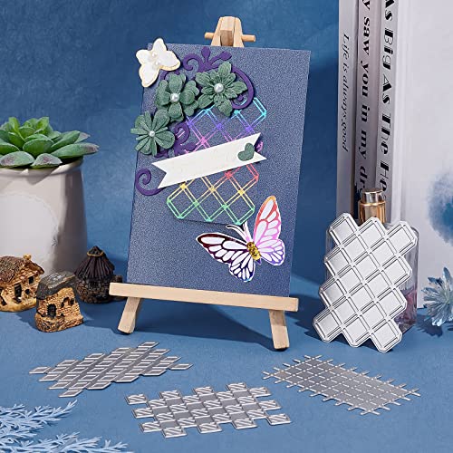 Infunly 4Pcs Background Hot Foil Plate Metal Plaid Glimmer Hot Foil Plate For Embossing Scrapbooking Decor Greeting Cards Making #TOP1