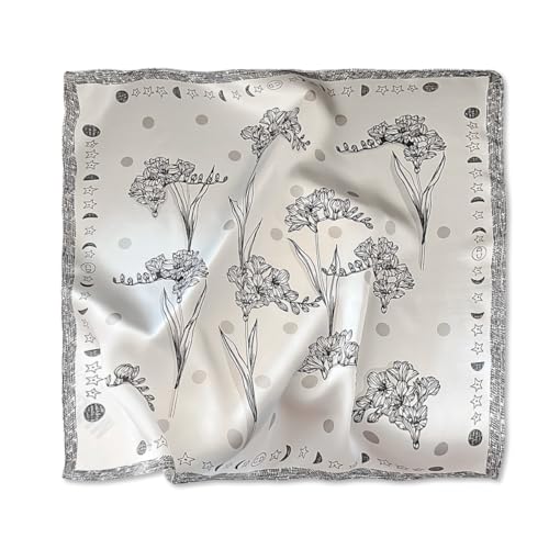 Foulard en soie carré pour femme 53x53cm à motif de fleur