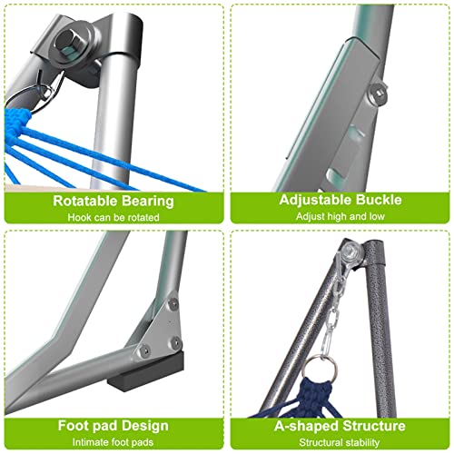 Hamaca portátil de lona con soporte de metal ajustable, silla ligera para jardín y camping, plegable, altura ajustable, incluye bolsa de transporte, soporta hasta 200 kg - imagen 5