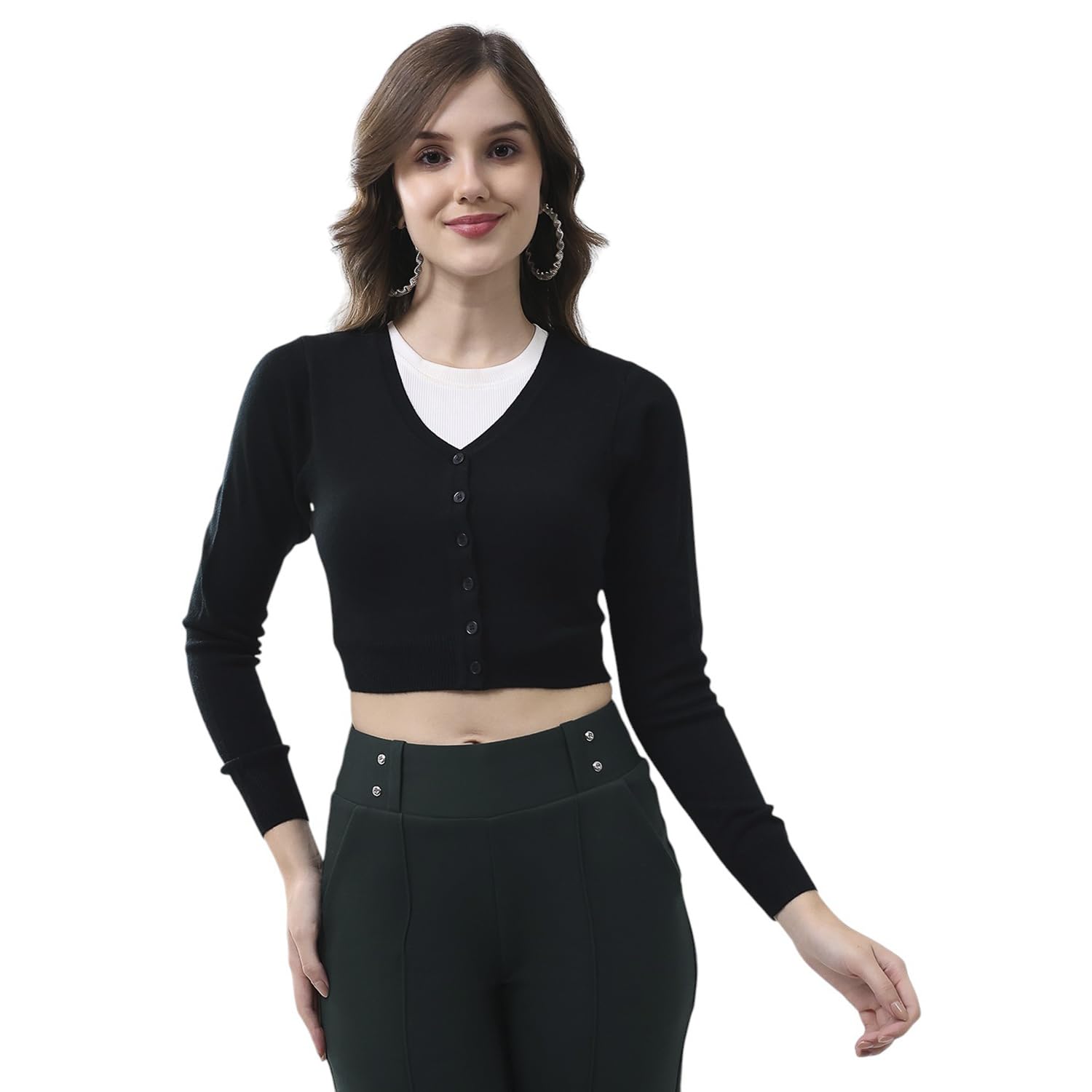 monte carlo Women V Neck Cardigan | Regular Fit Full Sleeve Solid Knitwear | Soft Winter Sweater for Casual & Office Wear (Pack of-1)-picture-23