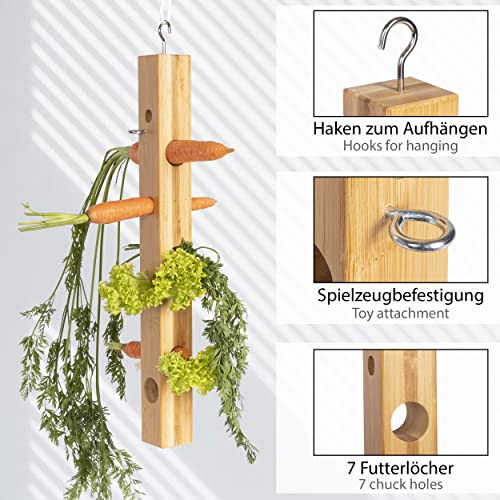 ONVAYA® Kaninchen Futterbaum | 3 in 1 für drinnen & draußen | Bodenspieß zur Befestigung | Futterturm wetterfest | Futterbaum für Kaninchen | Futterraufe Meerschweinchen und Hasen