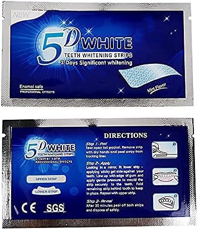 Smile Kit Professional 5D Teeth Whitening Strips - 14 Pouches (28 Strips) - Non-Peroxide Enamel Safe - Home Use