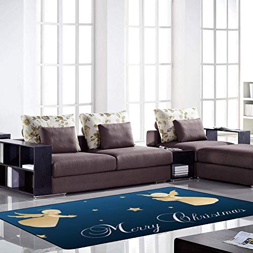 Tapis de salon Noël bleu 60x39 inch avec petits anges mignons Ruchen - 4