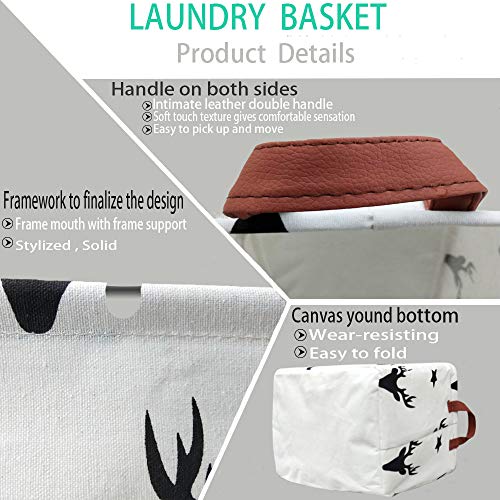 Boohit Rectangular Storage Basket,Nursery Hamper Canvas Fabric Toy Storage Organizer Bin,Waterproof Storage Box,Laundry Basket For Kid Rooms,Playroom,Shelves,Toy Basket,Gift Basket (Deer Head) #TOP3