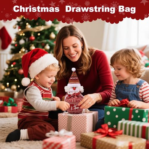 Sacs d'emballage de Noël Père Noël et renne réutilisables à cordon - 2
