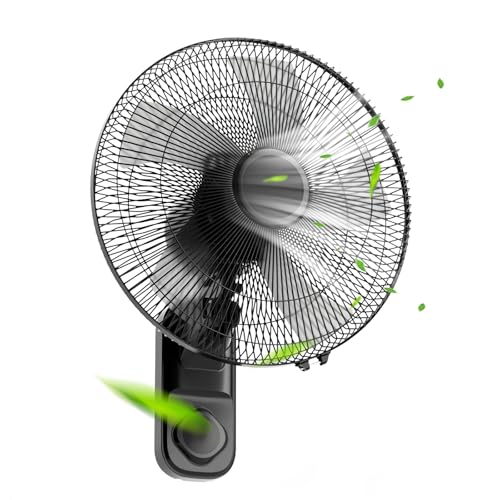 Ventilador de Pared Silencioso, ventilador con Mando, Ventilador de Pared oscilante, Instalación sencilla, Parrilla de Ø 41-50 cm, Potente con 5 Aspas, Kit Fijación Incluido(46cm/18in)