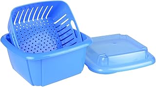 Hutzler 3-in-1 Berry Keeper Colander and Container, Keeps Berries Fresh Longer, 2 Pints, Blue