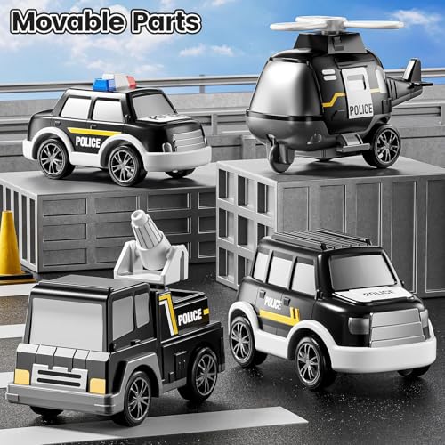 Image of Mini Explorer 5 in 1 Police Trucks Boy Toys for 3-5 Year Old Toddlers - Toys for 3 4 5 6 7 Years Old Transport Vehicle Carrier Truck Sets Kids Boys & Girls