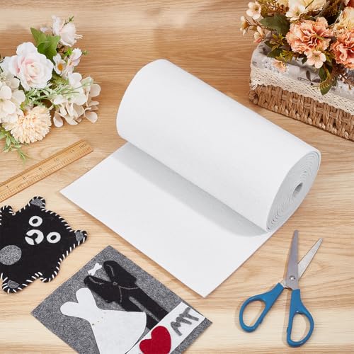 Image of BENECREAT 118x9.45inch Whit-Gray Felt Roll, Non Woven Felt Fabric, Craft Felt Fabric for Patchwork Sewing Decoration Craft DIY, 3mm Thick