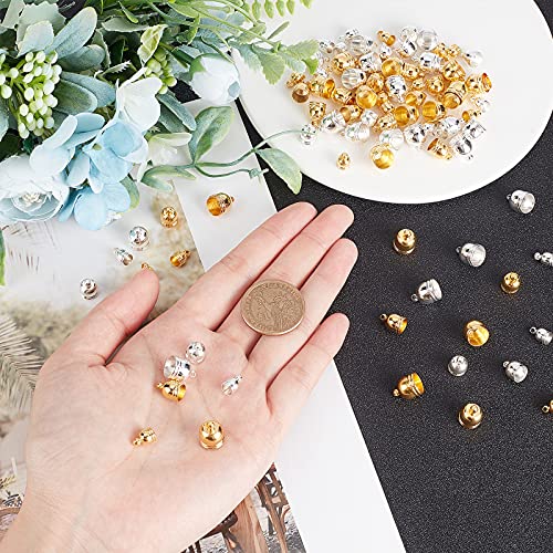 SUPERFINDINGS 120PCS 9~12mm Golden & Sliver Brass Cord Ends Connectors Perfect Ending End Cap End Caps Barrel for Cord Beading Wire Jewelry Craft Making - Image 3
