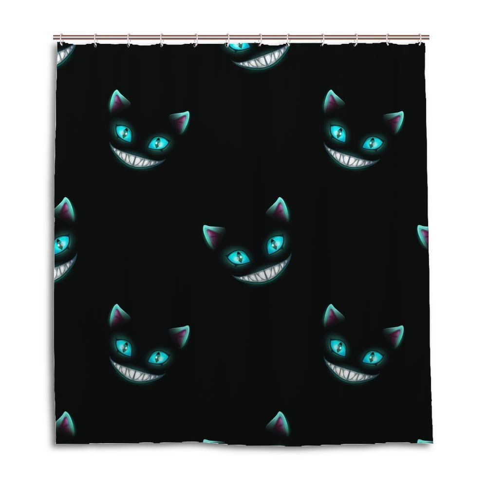 Rideau de douche chat bleu et noir en polyester CHEHONG 66x72 cm pour salle de bain moderne