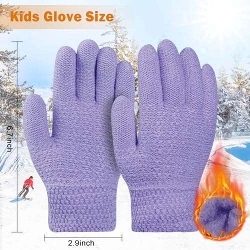 Image of ONESING Kids Knit Gloves - Stretchy Gloves for Boys Girls Winter, Solid Finger Gloves for Children