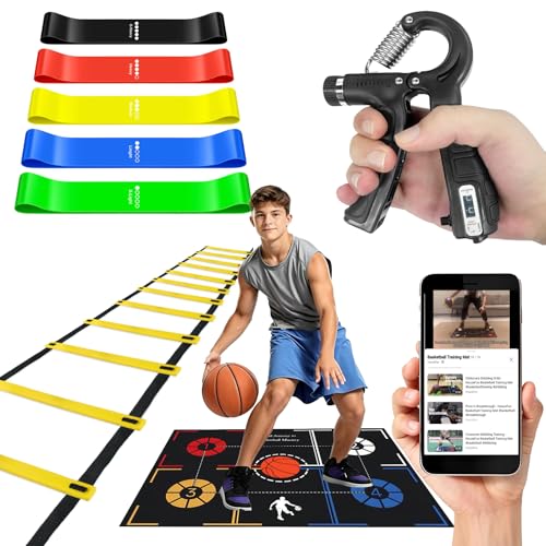 HouzeFun Basketball Training Equipment, Agility Footwork Training Mat, Dribble Trainer, Basketball...