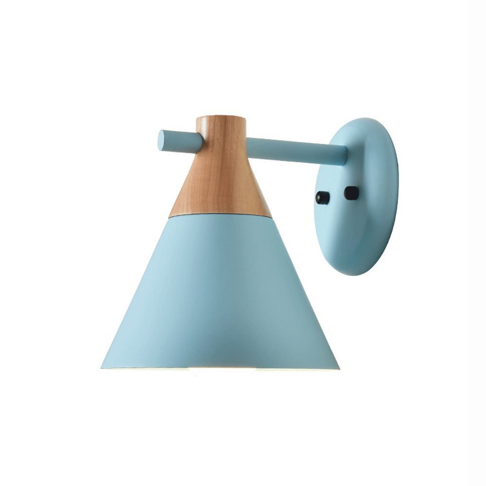 OZBMA Wall Mounted Light Nordic Simple Wooden Macaron Lamp Sconce Creative Fashion E27 Single Head Metal Fixture Bedroom Living Room Corridor Warehouse Lantern Reading (Wooden)