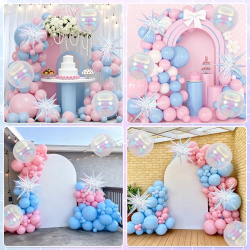 Image of 6pcs 22 inch Iridescent Star Balloons and Iridescent 4D Large Foil Balloons, Foil Star Balloon 4D Rainbow Balloon For Birthday Baby Shower Party Wedding Graduation Anniversary Bridal Shower Decoration