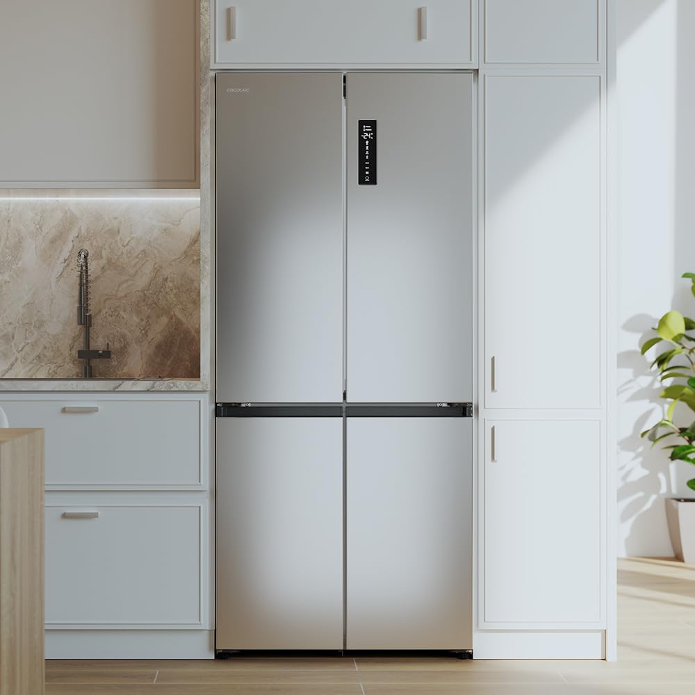Cecotec Frigorifero 4 Porte Semi-Integrabile No Frost Bolero CoolMarket 4D 456 SBI Inox E. Extra Capacità Max 456L, Altezza 189cmx83cm Larghezza, MetalFlexCooling, Compressore Inverter Silenzioso