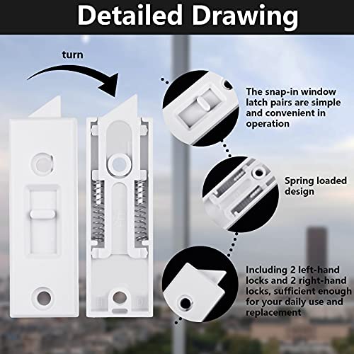 Window Latch Locks Window Parts and Hardware Tilt Latch Plastic Construction, Spring Loaded, 2 Inch Hole Center Spacing Sliding Lock Replacement (4 Pieces) by Honoson - Image 3