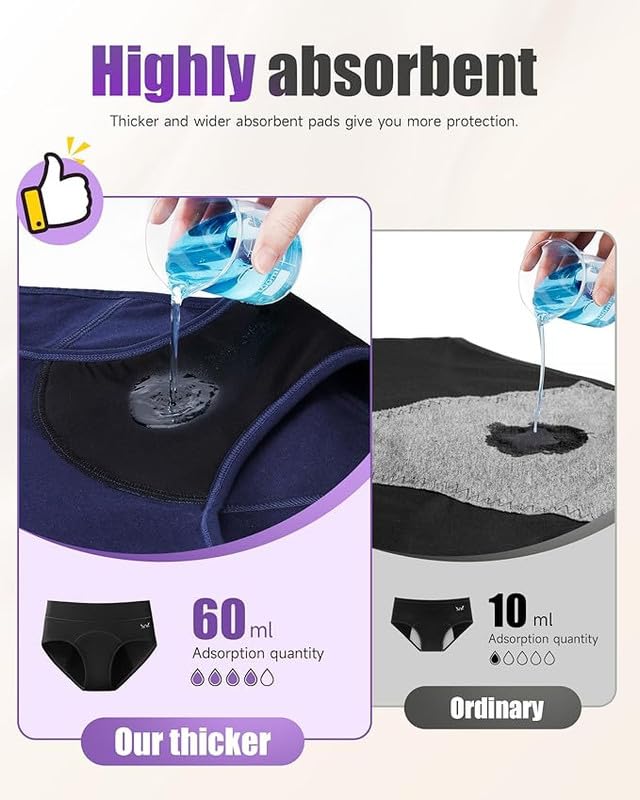 Image of DIVING DEEP Period Panties for Women - Leak Proof, Heavy Flow Protection | Overnight Protection Mid Rise Girls Period Panties |Two Years Reusable Menstrual Underwear with Tummy Control (Pack 4)