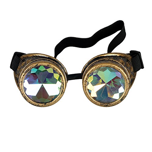 Kaleidoscope Rave Rainbow Crystal Lenses Vintage Goggles Glasses