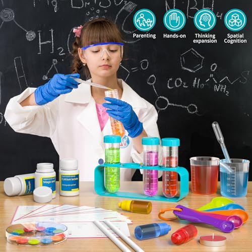 240+ Lab Experiments Science Kit for Kids 4-6-8-12, STEM Educational Scientific Toys for Boys Girls with Lab Coat Scientist Costume & Goggle, Chemistry Set Birthday for Kids Boys Girls
