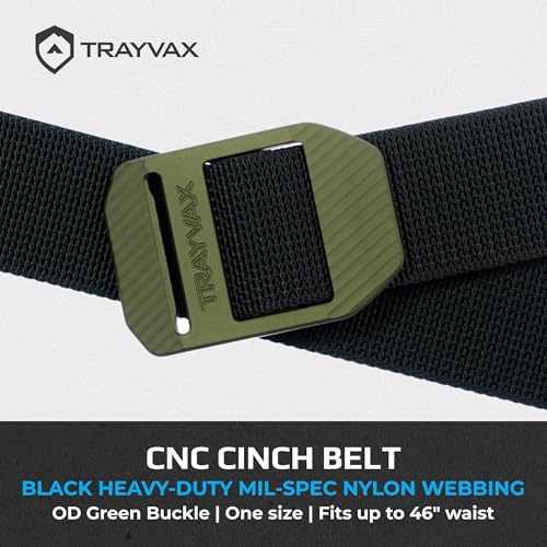Image of Trayvax Tactical Belt, Nylon Web Cinch Belt for Men and Women, Outdoor Hiking and Military Accessories, CNC Machined