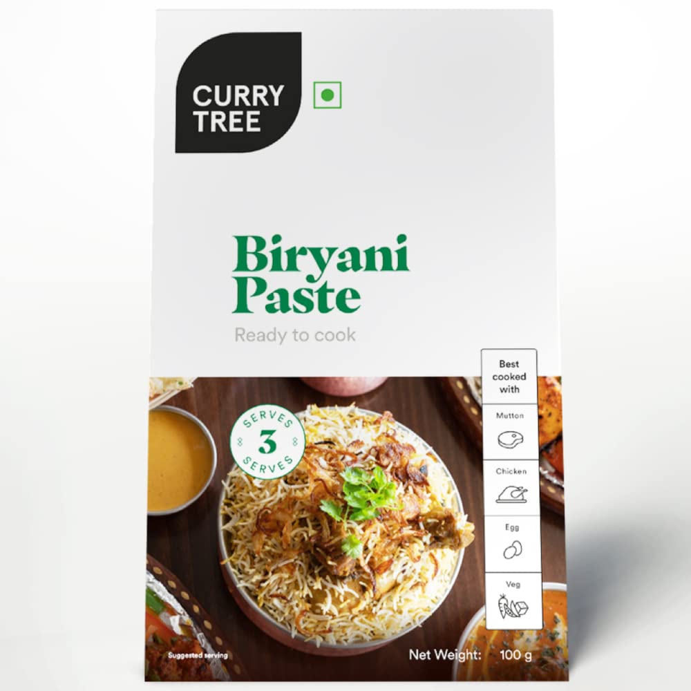 Curry Tree Biryani Paste By Curry Tree|Ready To Cook Cooking Paste|3-Step Easy To Cook|No Preservatives|No Added Sugar|No Added Colours|100G Pouch Feeds 2