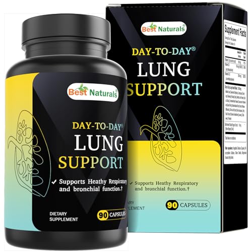 Best Naturals Day-to-Day Lung Support Supplements 90 Veg Cpasules - Made with Mullein, Quercetin, Cordyceps, Nettle, Feverfew, Marshmallow, Olive Leaf Extract