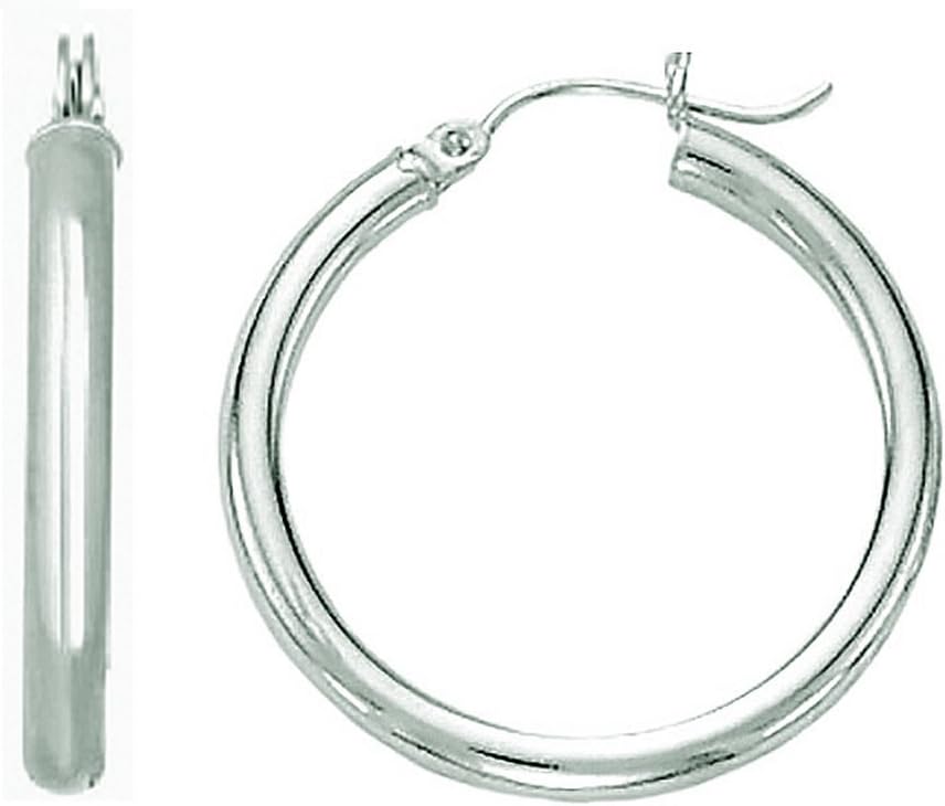 Ritastephens 14k White Gold Round Tubular Hoops Hoop Earrings 2mm