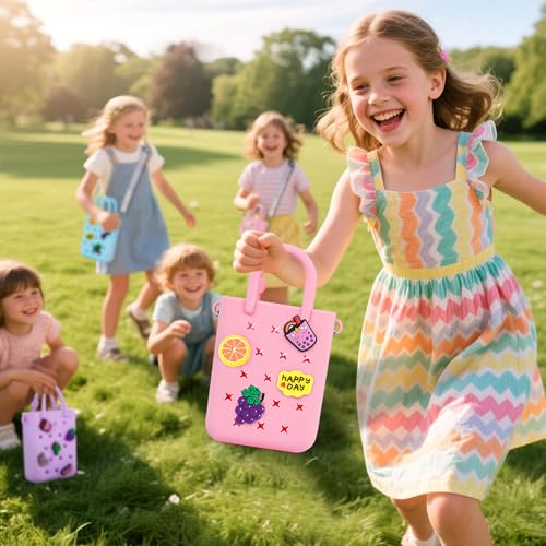 Mini Rubber Tote Bag with Charms