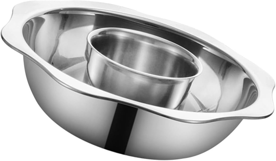 Cabilock Stainless Steel Two-flavor Hot Pot Divider Multi-purpose Cooking Pot for Gatherings Easy to Clean Wear-resistant Design