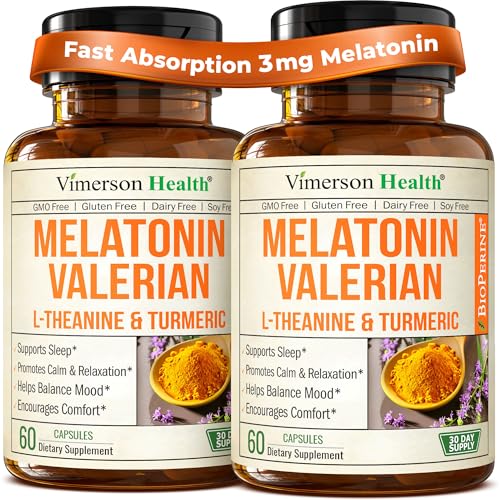 Melatonin 3mg Sleep Aid with L-Theanine & Valerian Root –
