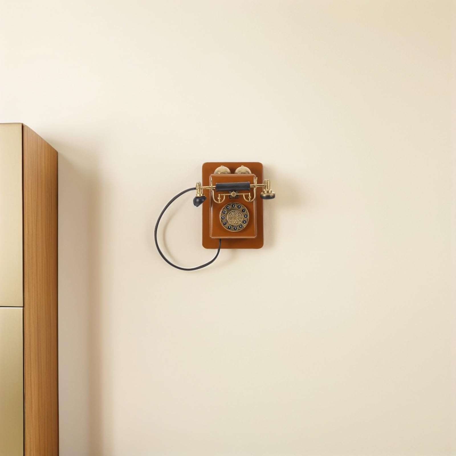 Telefono da Parete e Display Permanente in Ferro Design retrò Autentico Vintage Oggetto di Scena Fotografico per Casa e Ufficio